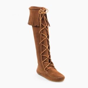 MINNETONKA Suede Front Lace Knee High Boots